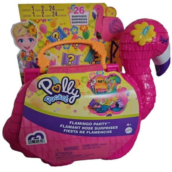 Polly Pocket Flamingo Party Play set With 26 Surprises Inside New In Box - Picture 1 of 4
